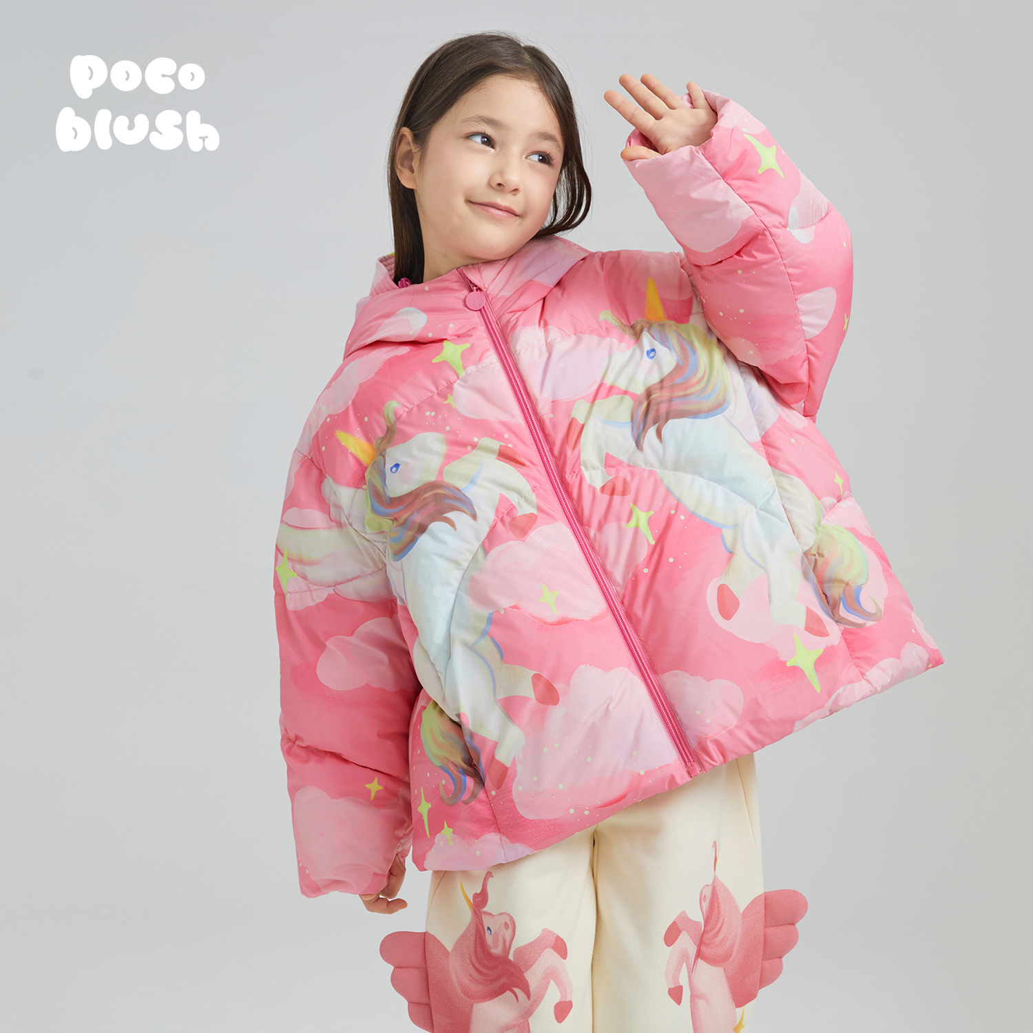 pocoblush彩虹小飞马加厚鹅绒服