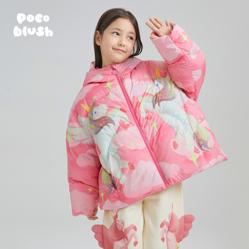 pocoblush彩虹小飞马加厚鹅绒服