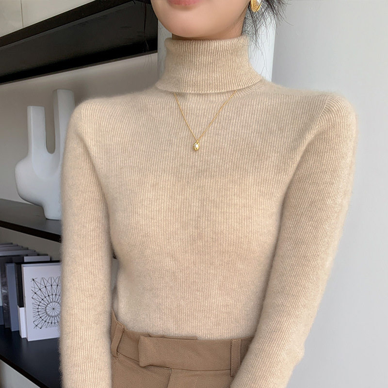 东莞大朗毛衣针织衫清河无缝高领女100纯羊毛秋冬套头内搭打底衫