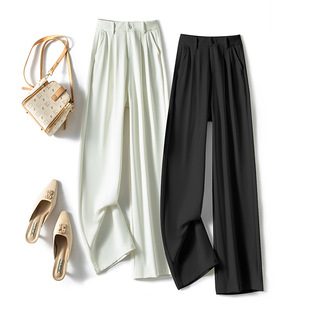 上海恩迪服饰百搭直筒西装裤女夏季薄款宽松垂坠感休闲拖地阔腿裤