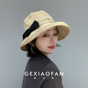 格小梵·正品春夏新款女时尚大蝴蝶结卷边松茶蝶影遮阳防晒渔夫帽