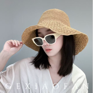 【格小梵】正品夏季百搭大头围编织手钩太阳帽仙女出游显脸小草帽