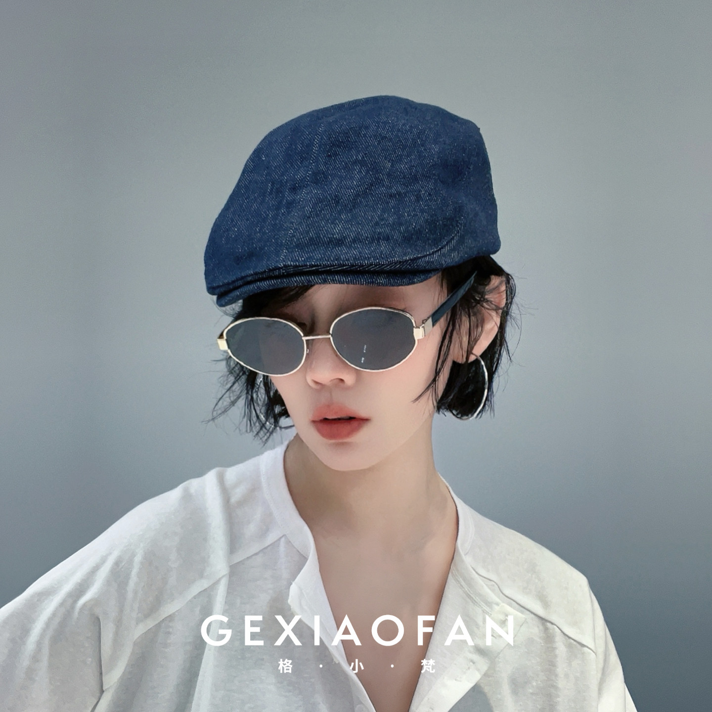 格小梵·正品美式经典牛仔前进帽女深色做旧贝雷帽复古鸭舌帽