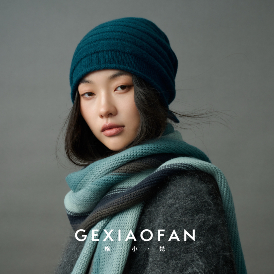 格小梵 · 100%澳洲羊毛针织帽女秋冬季新款百搭显脸小抽绳冷帽女