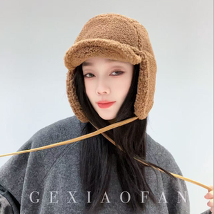 格小梵·韩版保暖秋冬加绒仿羊羔毛雷锋帽子女冬天保暖时尚百搭