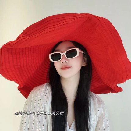 【格小梵】正品夏季超大帽檐遮脸帽子女士透气夏天防紫外线遮阳帽