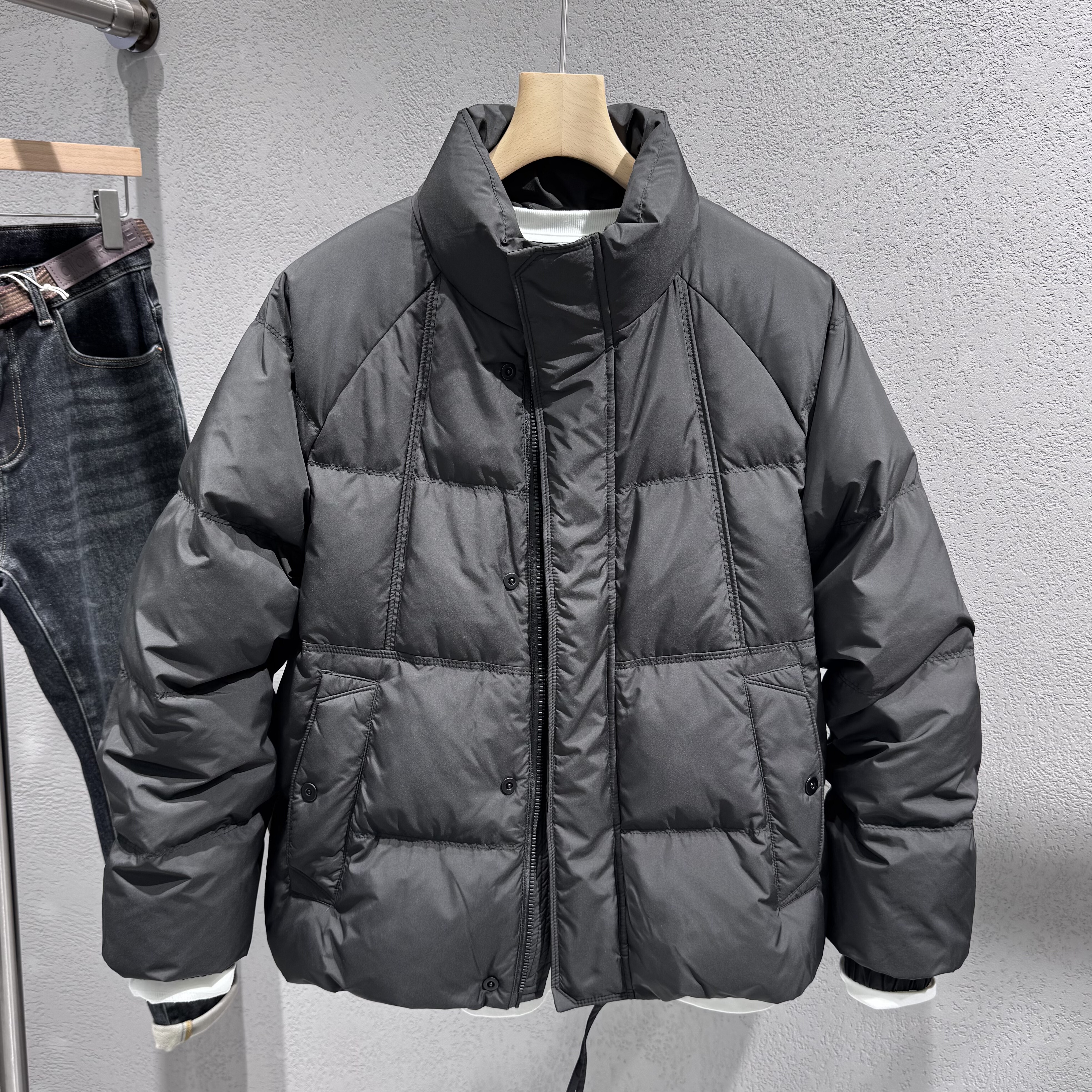 男士立领羽绒服2025冬季新款青年流行韩版直筒修身白鸭绒外套男