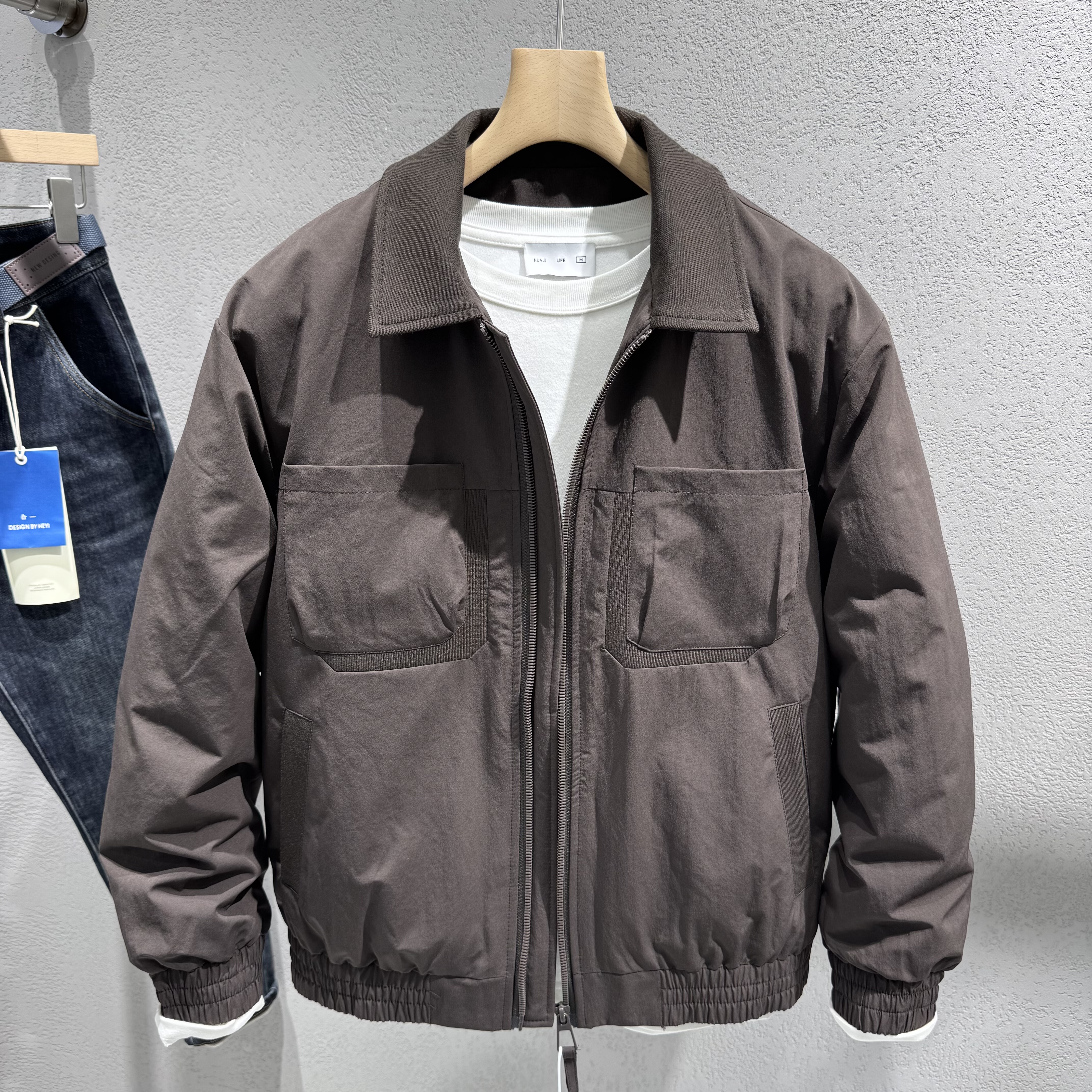 男士翻领薄羽绒2025冬季新款青年流行短袖修身长袖90鸭绒夹克男