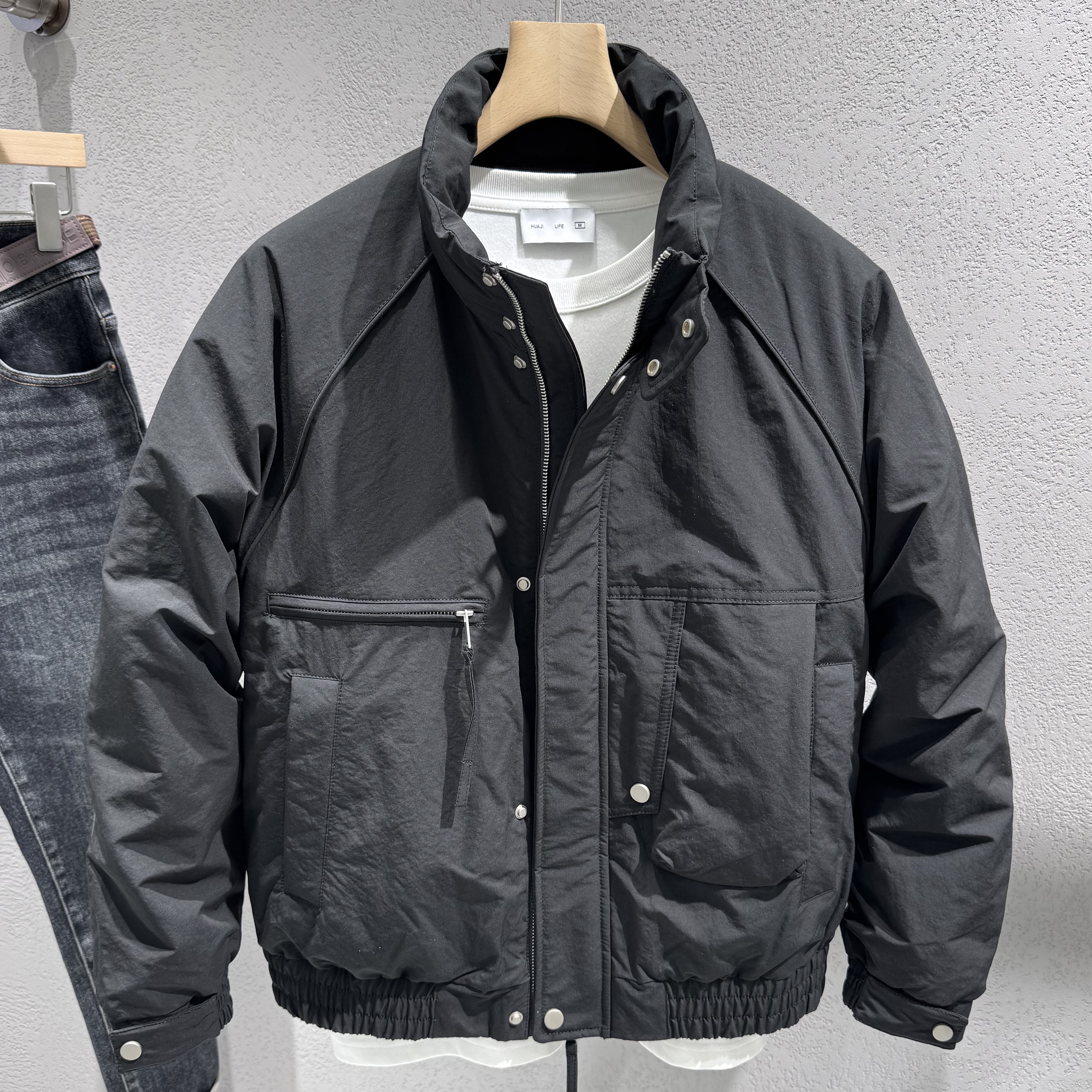 男士立领短款羽绒服2025冬季新款青年流行个性修身90白鸭绒夹克男