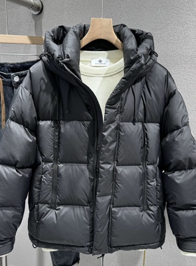 2025冬季新款男士羽绒服加厚连帽男短款保暖白鸭绒时尚潮流面包服