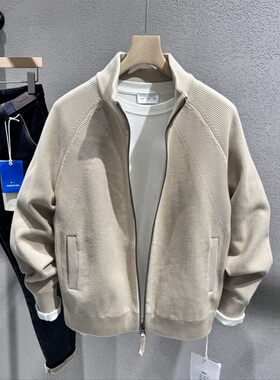 男士立领拉链针织衫2025冬季新款轻年流行休闲短款长袖毛衣外套男