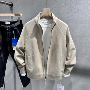 男士立领拉链针织衫2025冬季新款轻年流行休闲短款长袖毛衣外套男