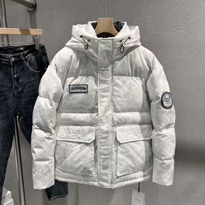 冬季新款男士连帽羽绒服2023青年流行加厚短款雪山保暖鸭绒外套男