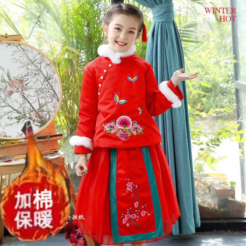女童汉服裙超仙抓周礼服秋冬款汉服女童古装仙女服儿童中国风