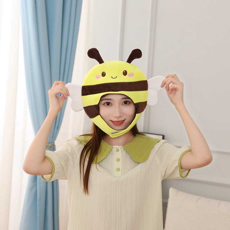 短款有表情的蜜蜂头套帽子 拍照道具卡通头套表演道具可定制