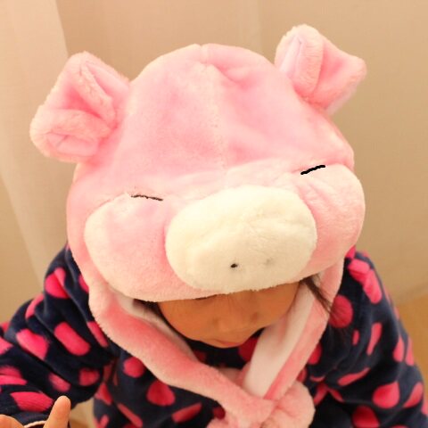 粉白灰黑猪三只小猪妈妈帽子童话表演道具卡通大白猪头饰动物头套