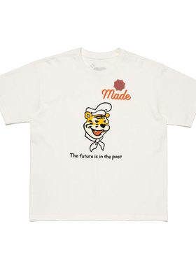 MADE 24SS T-SHIRT 经典老虎复古印章英文印花竹节棉圆筒短袖t恤