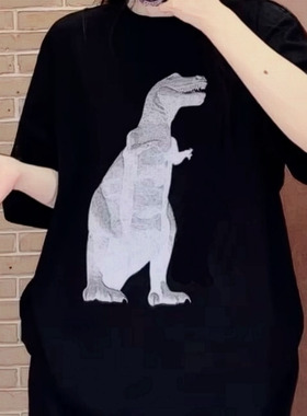 原创SS25 BIG MEATY TEE PIGENT DYED恐龙图案休闲宽松短袖T恤