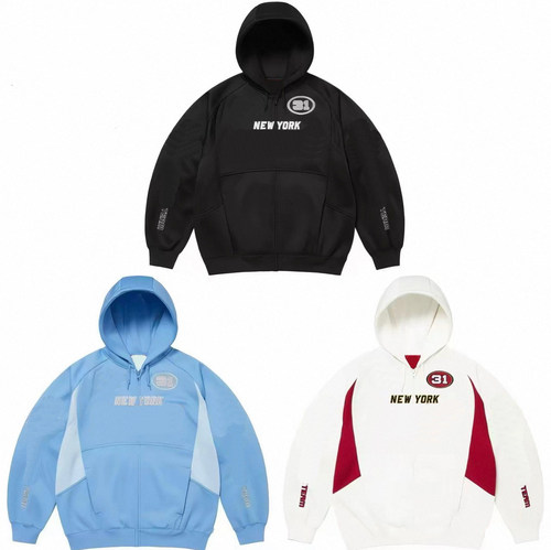 FW25 WEEK16 Football Zip Up Hooded斜纹贴花刺绣logo连帽卫衣