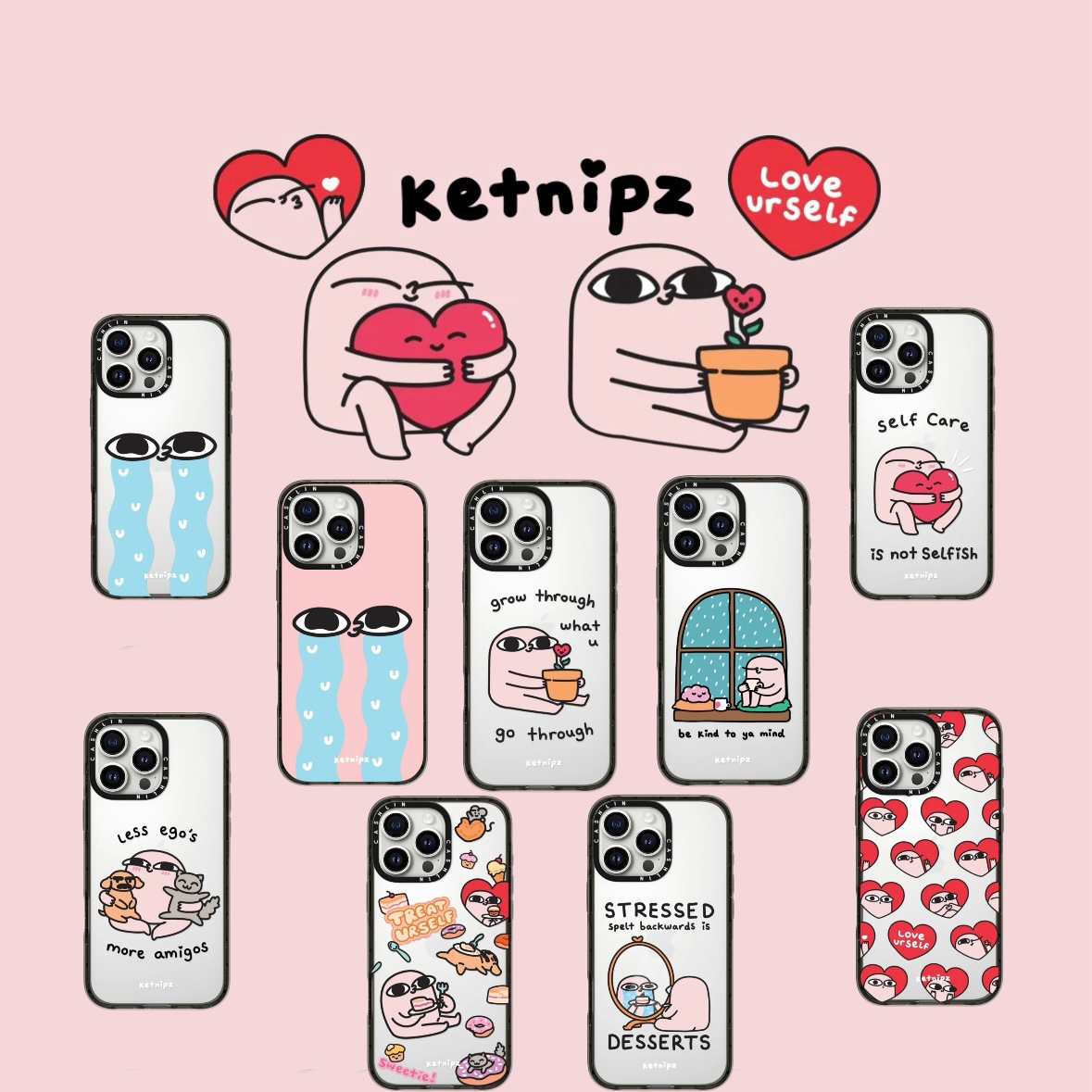 CASE联名可爱Ketnipz小粉怪苹果17ProMax手机壳适用于iPhone15Pro可爱14plus明星13pro卡通12/11防摔透明硬壳