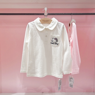 Hello kitty专柜正品春季新款女童翻领长袖T恤全棉网眼薄款POLO衫