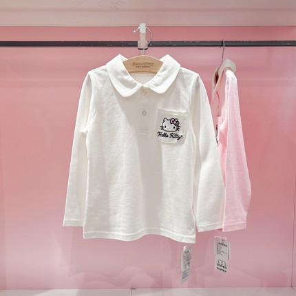 Hello kitty专柜正品春季新款女童翻领长袖T恤全棉网眼薄款POLO衫