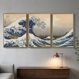 神奈川冲浪里浮世绘名画日式风格客厅墙壁装饰画民宿酒店墙面挂画