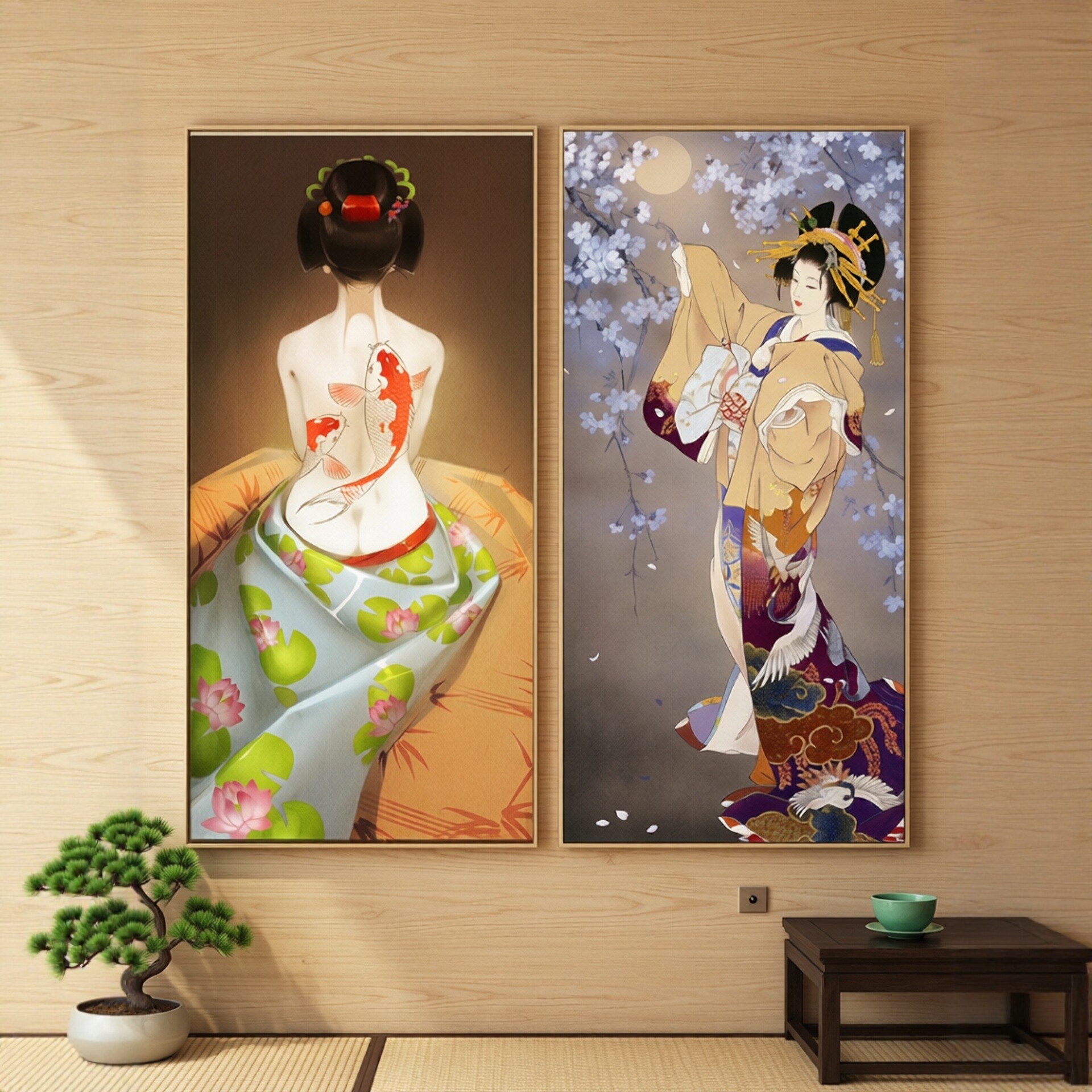 日式装饰画浮世绘挂画寿司店日料餐厅装饰壁画酒店民宿仕女图挂画