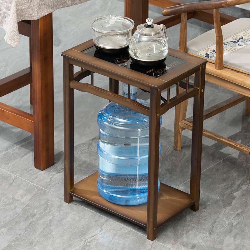茶桌家用小茶台边柜侧柜实木茶吧茶几烧水壶一体水桶架煮茶水柜子