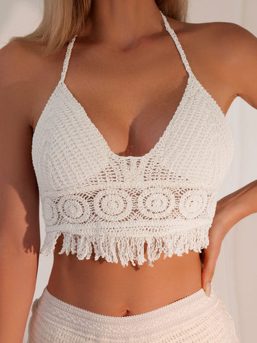 波西米亚挂脖手钩外穿小背心女