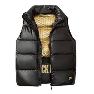 情侣款 立领拉链 黑金棉马甲宽松纯黑坎肩背心免洗外套休闲百搭新款