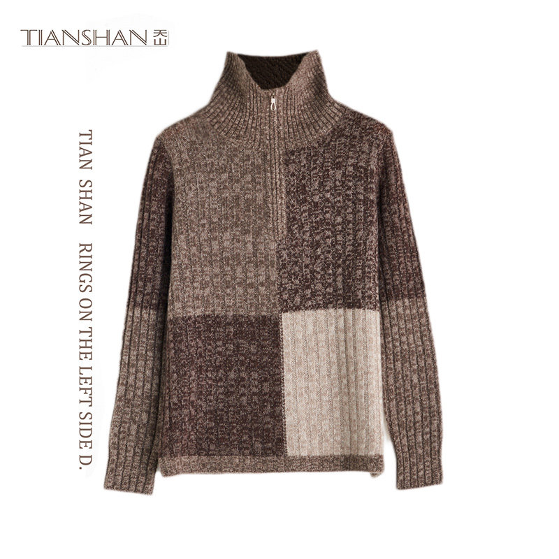 天山【100山羊绒】2024女士时尚半高领翻领羊绒衫-ytnl3484t