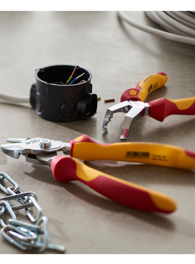 进口德国Wiha威汉工具8寸双功能绝缘强力斜口钳钢丝剪38190 38191