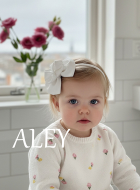ALEY北欧可爱婴儿发箍女宝宝公主白色蝴蝶结头饰周岁派对花童发箍