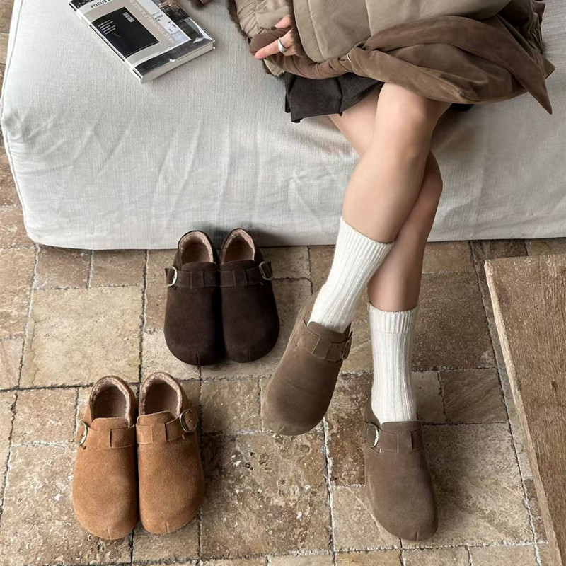 赫美迪反绒皮羊毛里厚底勃肯鞋女
