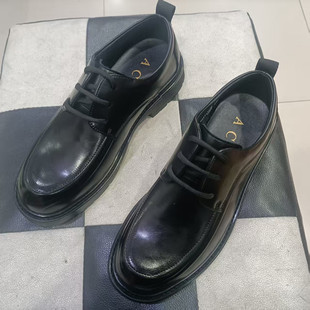 英伦风男士 商务休闲单鞋 黑色系带德比鞋 皮鞋 2026真皮透气正装 ACA