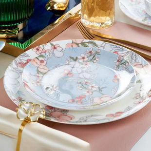 巴度骨瓷餐具套装 手绘 家用景德镇陶瓷骨瓷餐具碗盘组合2025新中式