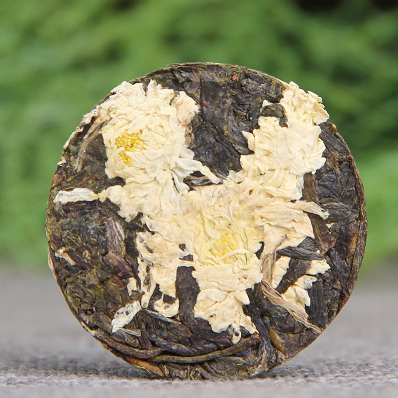 菊花普洱茶生茶云南茶叶小茶饼独立小袋包装生普洱饼茶菊花茶500g