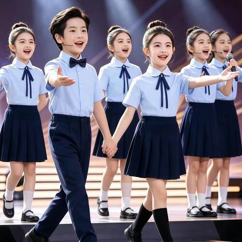 演出服口才朗诵儿童表演大小学生班服六一合唱团百褶裙女童服装