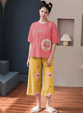 柔善夏季纯棉短袖短裤两件套装