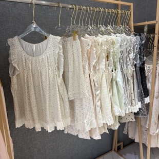 可外穿 可爱家居服套装 女士带胸垫睡衣夏季 莱赛尔柔软亲肤圆领短裤