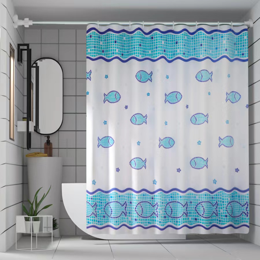 浴室防水涤纶浴帘布洗澡间保暖门帘窗帘子卫生间隔断不透明挂帘