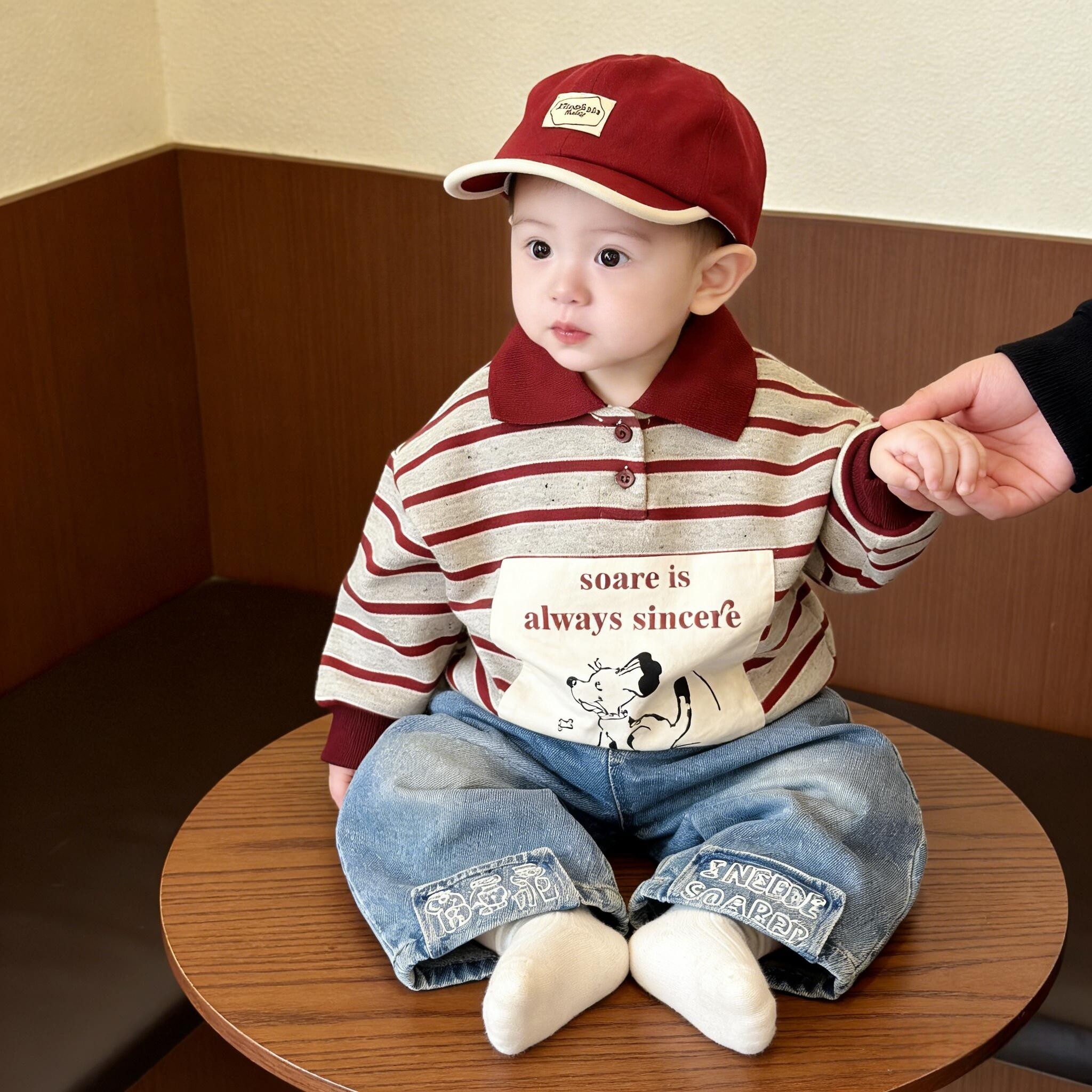 春季宝宝衣服套装时尚韩版洋气男宝POLO衫春款休闲牛仔裤两件套潮