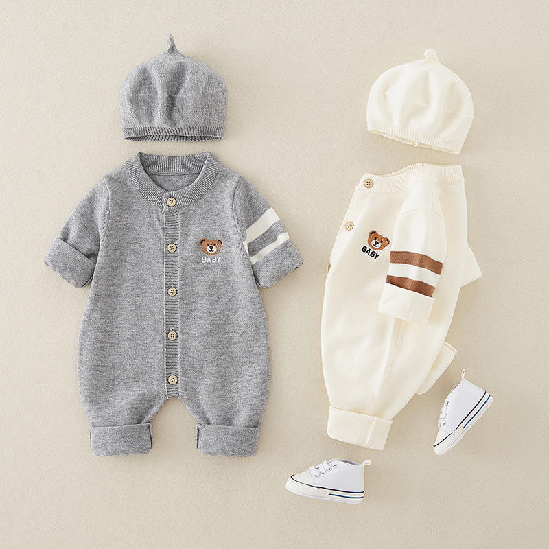 秋季新款a类婴儿针织连体衣宝宝小童儿童衣服男童秋装爬服童装