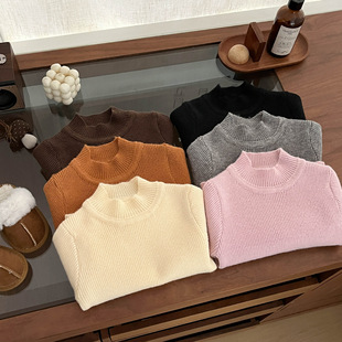 女童毛衣秋冬季韩系宝宝百搭半高领打底衫冬装婴儿洋气内搭针织衫
