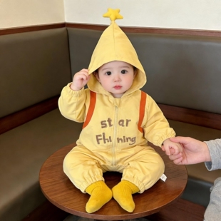 小月龄男宝春装外出服超萌韩版洋气婴儿连体衣春季新款婴幼儿衣服