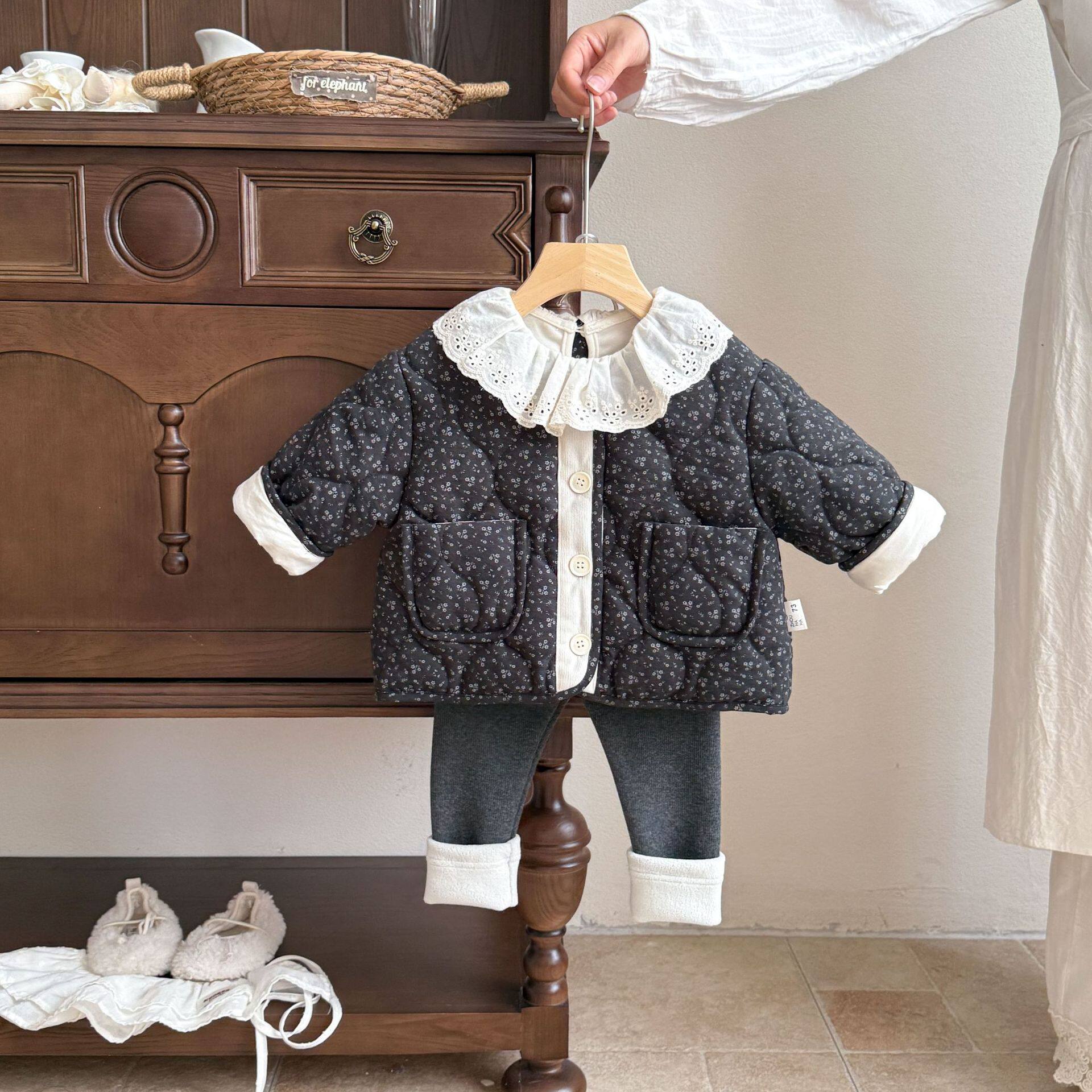 婴儿衣服秋冬季女宝宝套装加厚深秋婴幼儿一岁时尚冬款保暖三件套