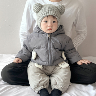 冬季宝宝羽绒服套装新款男宝宝可爱超萌韩系白鸭绒外套保暖束脚裤