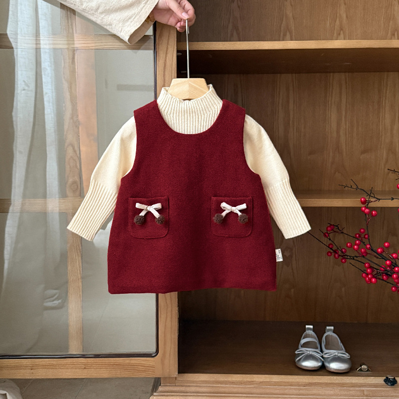 婴儿衣服冬季女宝宝连衣裙套装加厚公主一岁婴幼儿冬款喜庆两件套