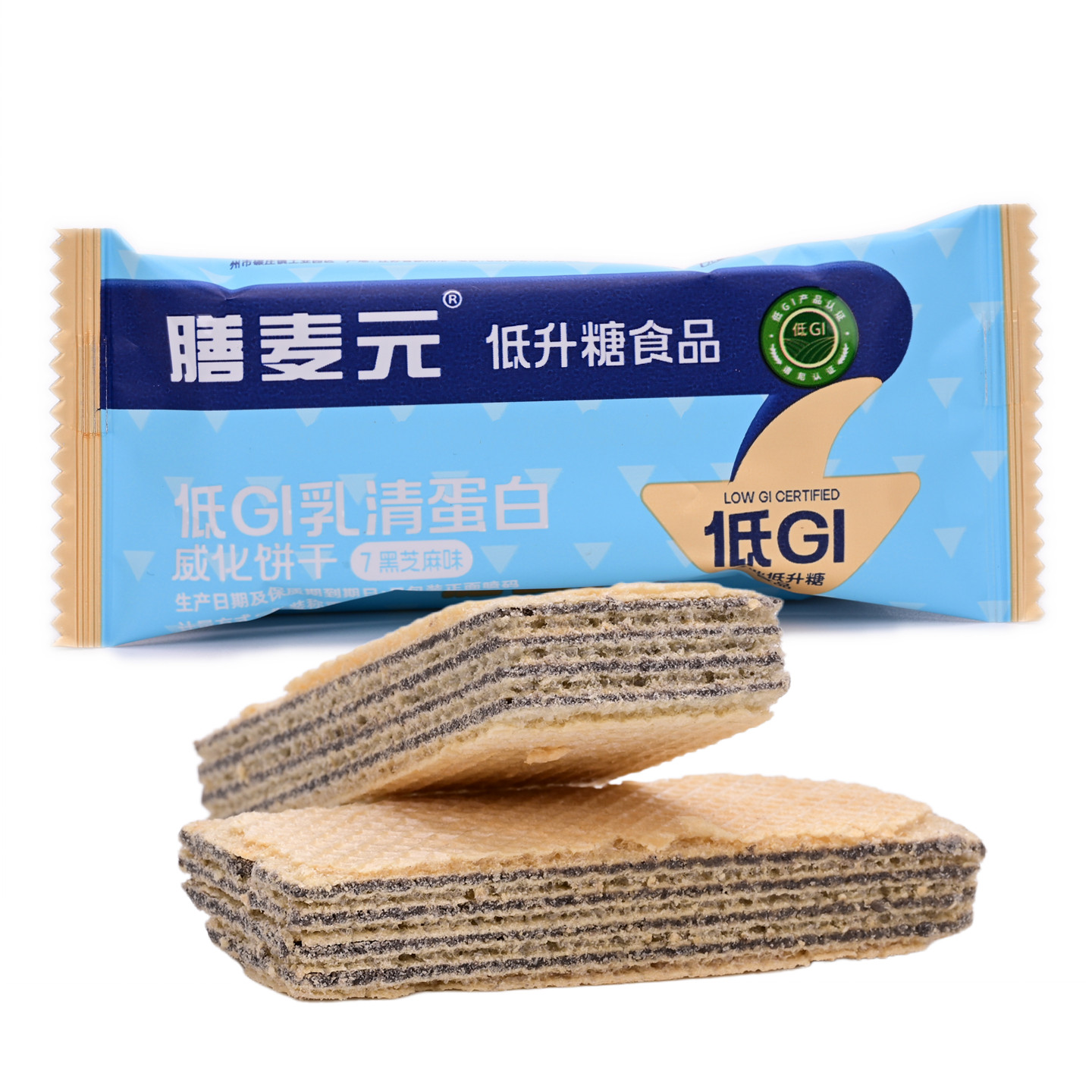 韩世膳麦元低GI乳清蛋白威化饼干7黑芝麻味散装零食低升糖食品